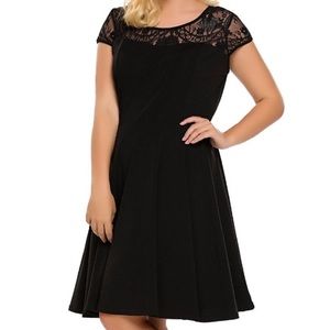 Black Lace Cap Sleeved Dress